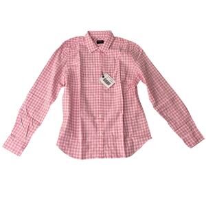 NWT UNTUCKit Pink Gingham Cotton Button-Up Shirt Women’s Size 4 Tailored Fit